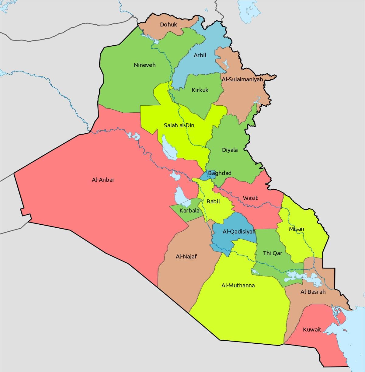 kuwait kort med blokke